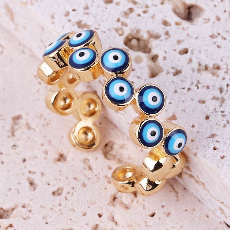 Women'S Gender Enamel, Plating Design Simple Style Commute Round Devil's Eye Copper Open Ring In Bulk