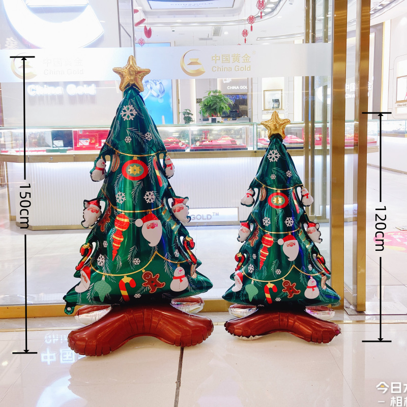 Decoración de Navidad gran base árbol de Navidad árbol anciano alce muñeca de nieve estereoscópica diseño de jardín de infantes de globos