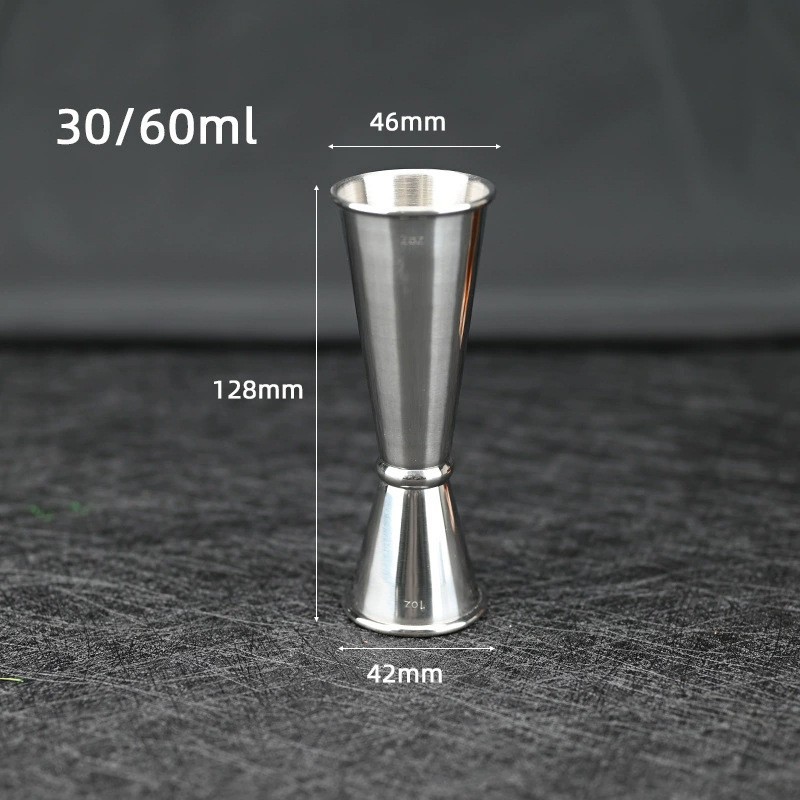 Taza medidora de acero inoxidable transfronteriza con escala, medidor de licor de doble cabezal, taza mezcladora de cócteles, taza de onzas, herramientas para mezclar cócteles, hecha a medida.