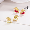 Advanced small design golden earrings jade, high-quality style, bright catchy style, trend of season, light luxury style