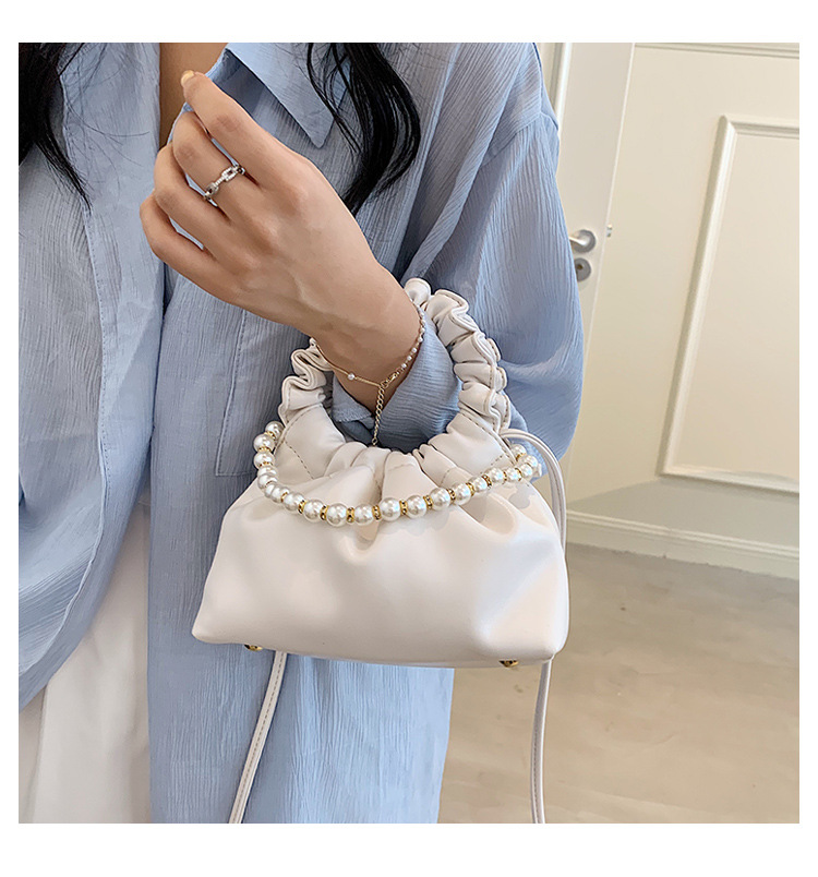 Wholesale Solid Color Pearl Cloud Bucket Fold Bag Nihaojewelry display picture 10