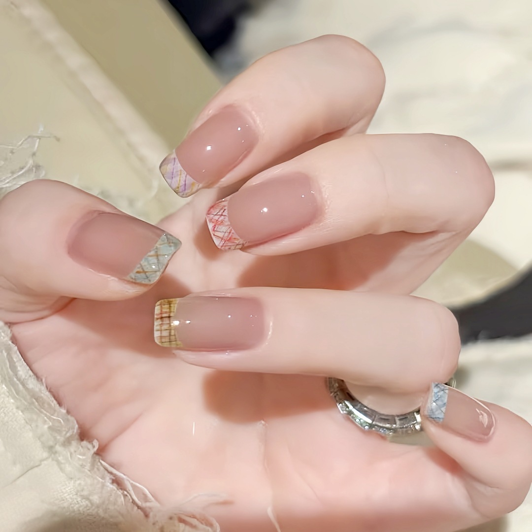 Verano dopamina corta uñas de uñas uñas altas lunares franceses tinte rojo temperamento dulce chica caliente estudiante