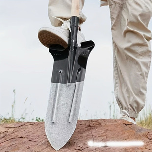 [Can Be Shipped Cross-Border] Black and White Wide-Shouldered Tree Digging Shovel, Multi-Functional Tree Digging Shovel, Manganese Steel Agricultural Shovel for Outdoor Digging