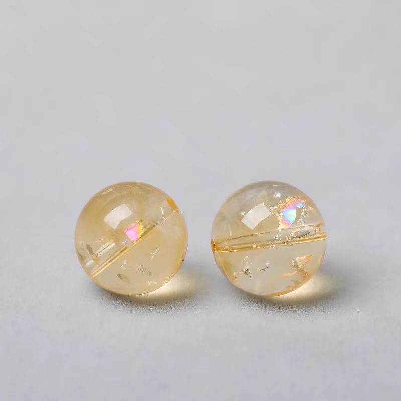 天然黄金アサイストレ黄水晶散珠手串ブレスレット単珠男女アクセサリーdiy部品