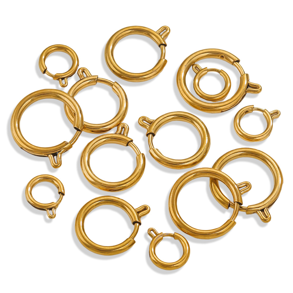 Accesorios de joyería de acero inoxidable botón de lanza botón de resorte botón de collar chapado al vacío 18K oro joyería DIY al por mayor