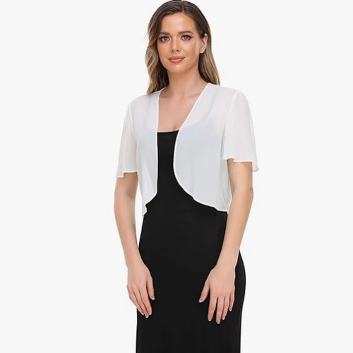 2025 European and American Amazon spring and summer new women's chiffon blouse solid color short-sleeved open-collar thin chiffon shawl 