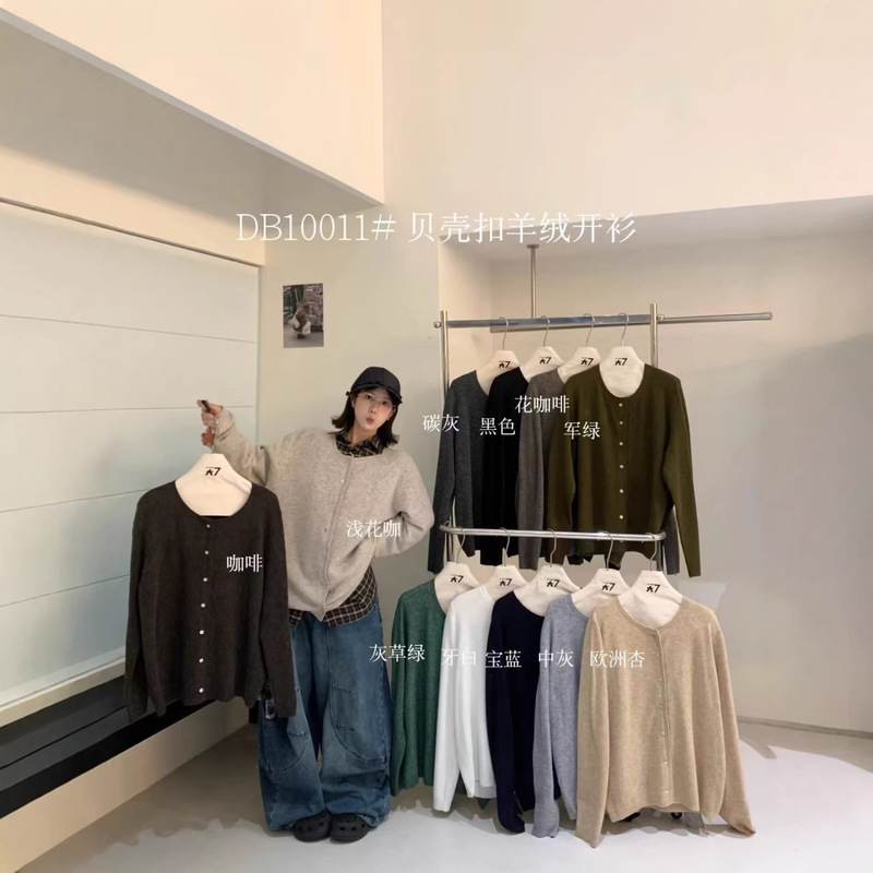 Plus-Size Women's 10011 Autumn/Winter Korean Style Loose Shell Button Knit Sweater Jacket for Lazy and Relaxed Style