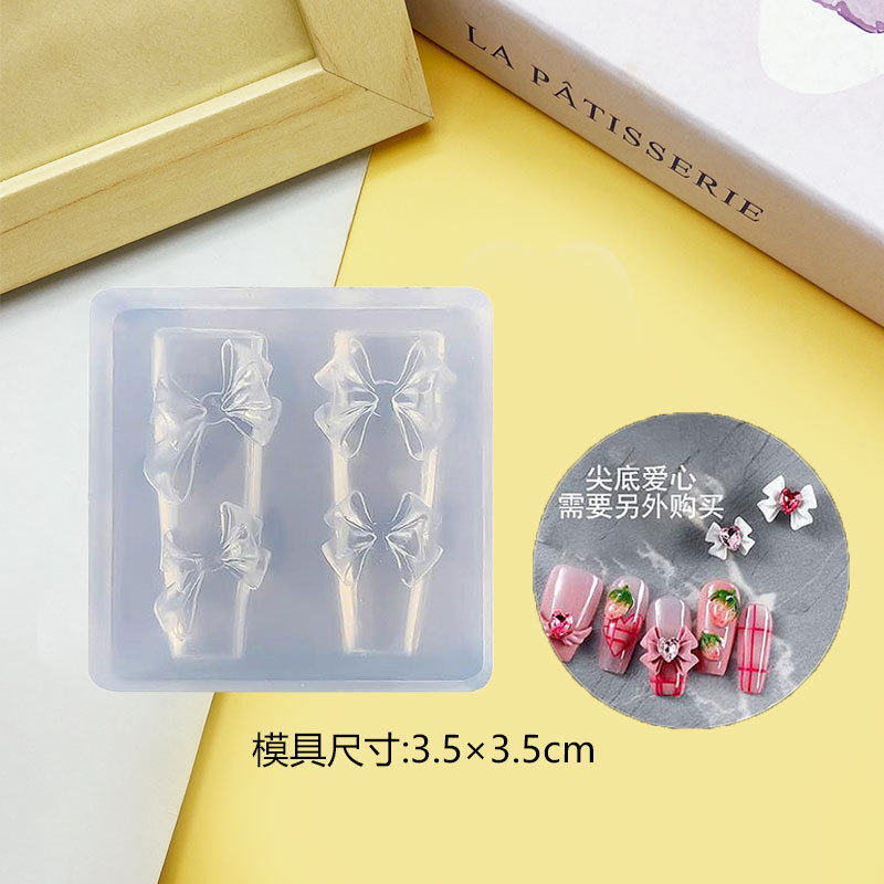 Molde de manicura amor arco en relieve flor ornamentos molde abrasivo alta permeabilidad estereoscópica DIY decoración molde de silicona