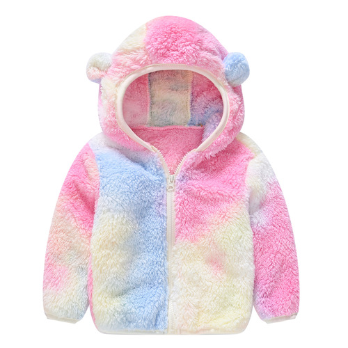 New Baby and Toddler Bear Ears Cute Jacket for Boys and Girls, Solid Color Hooded Sweatshirt Jacket Children's Knitted Sweater