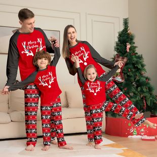 European and American Independent Brand Deer Print Christmas Family Matching Outfits Amazon Halloween Loungewear Pajamas European and American New Models