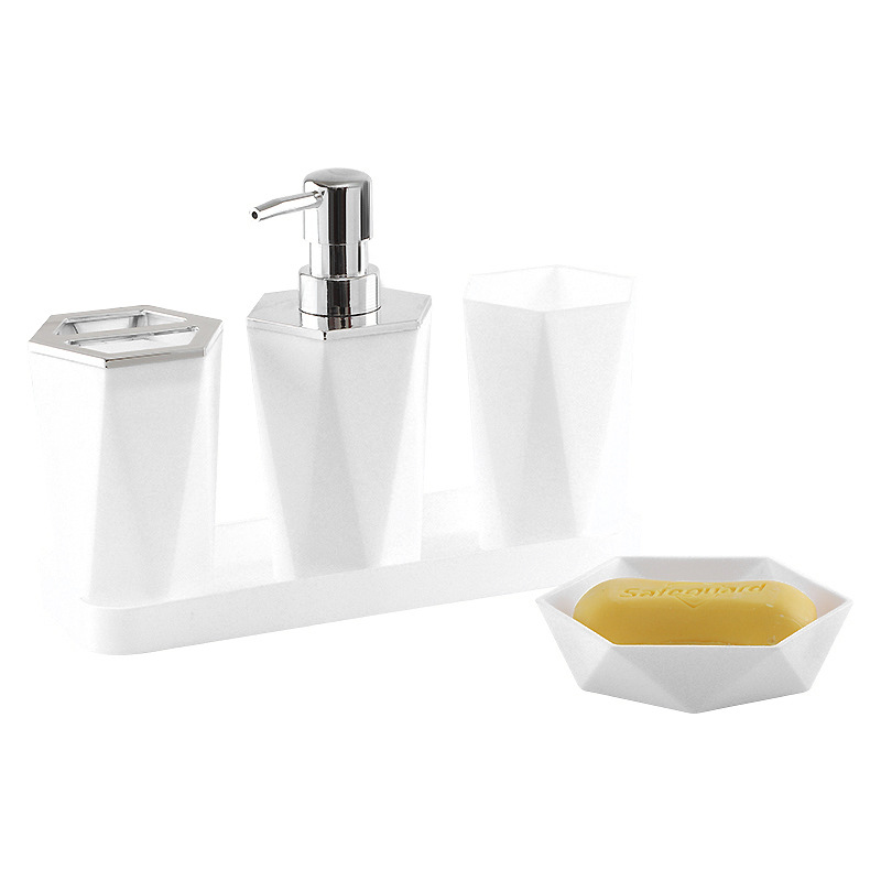 Baño baño combinación conjunto suministros imitación cerámica accesorios de baño traje conjunto de dientes enjuague bucal taza caja de jabón líquido botella bandeja