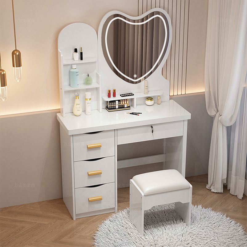Dressing Table Bedroom Modern Simple Small Dressing Table Storage Cabinet Integrated Popular Ins Style Makeup Mirror Dressing Table