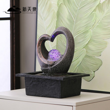 新天泉欧式流水摆件循环水晶球客厅现代轻奢装饰摆件桌面喷泉树脂