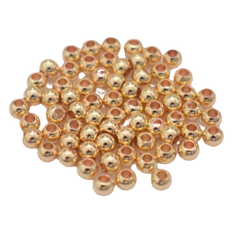 18K envuelto en oro color-preservando cuentas brillante sólido espaciador Cuentas pequeñas cuentas de oro DIY joyería hecha a mano con cuentas trenzado cuerda accesorios al por mayor