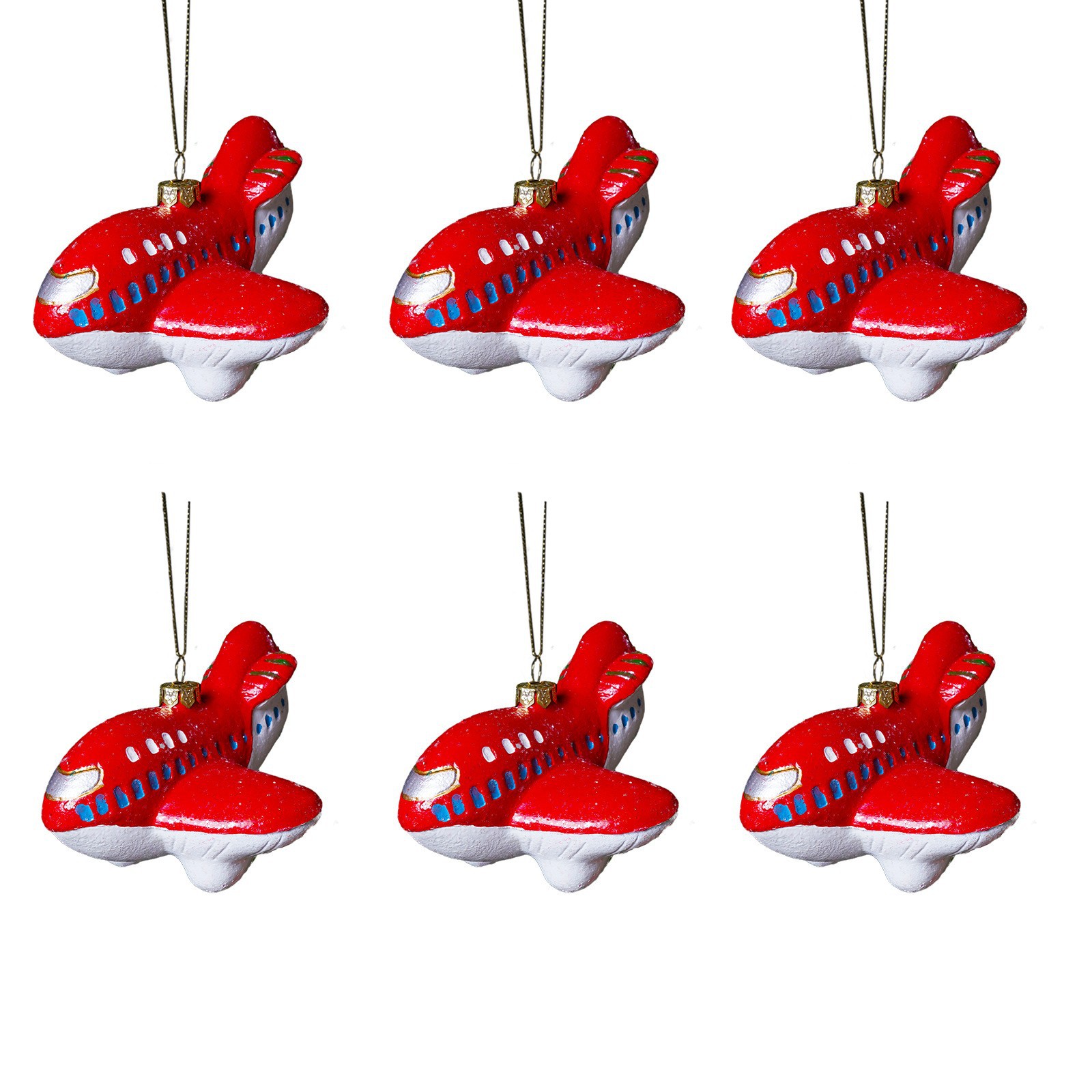 Colgante de Navidad transfronterizo decoración navideña coche avión decoración de plástico regalo para niños 6 pack