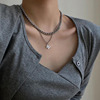 Fashionable necklace, zirconium with bow, accessory, Korean style, micro incrustation, simple and elegant design