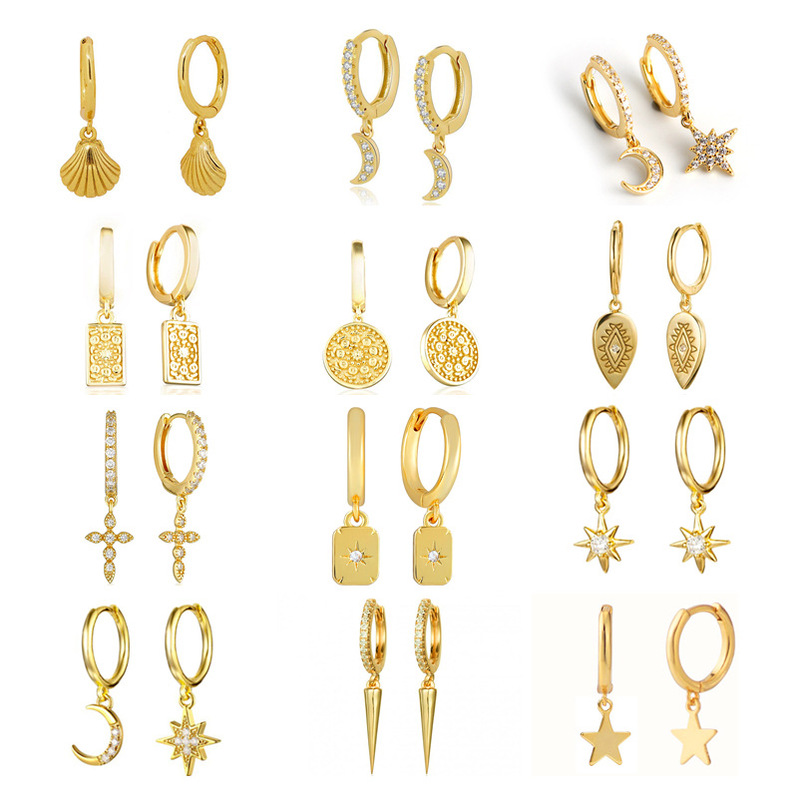 S925 Silver Pin European and American Hot Selling Trend Diamond ins Wind Earrings Women's Geometric Fashion Retro Elegant Ear Buckle Earrings