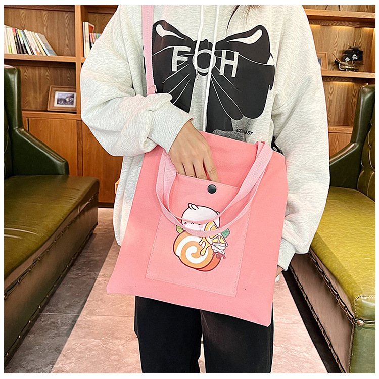 The new Korean-style cute Japanese-style single-shoulder bag is selling well. It's a simple and versatile canvas bag for college students' crossbody tutoring undefined