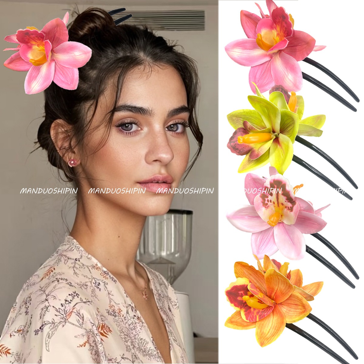 30g Weight Hair Sticks, Hair Tie, Insert comb Hair Accessories Type 1 Piece Quantity Holiday, Tea Party Occasion Cloth Material Flower Pattern All Seasons Season Women's Gender Pastoral Style Pastoral Women's Flower Cloth Hair Sticks Hair Tie Insert Comb 2