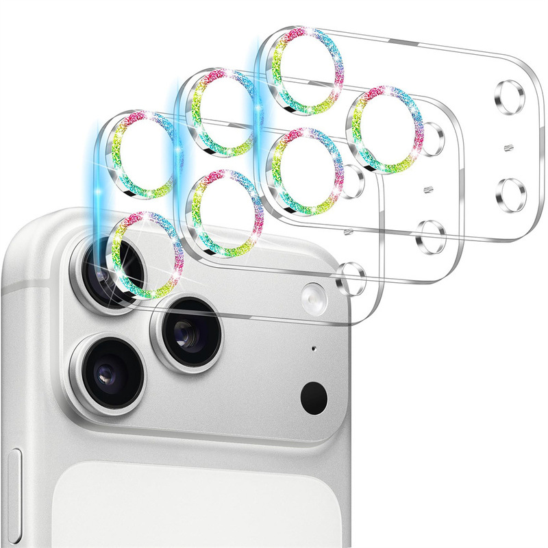 Suitable for iPhone 17/17Pro Series Gradient Glitter 3D Glass Camera Lens Protection Mobile Phone Film