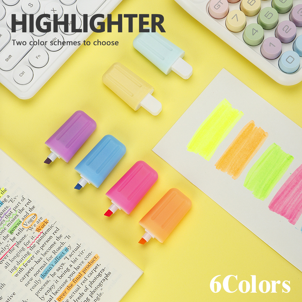 Cute estilo helado resaltador 6 color conjunto de bolígrafo de graffiti de color DIY bolígrafo para estudiantes de puntos clave