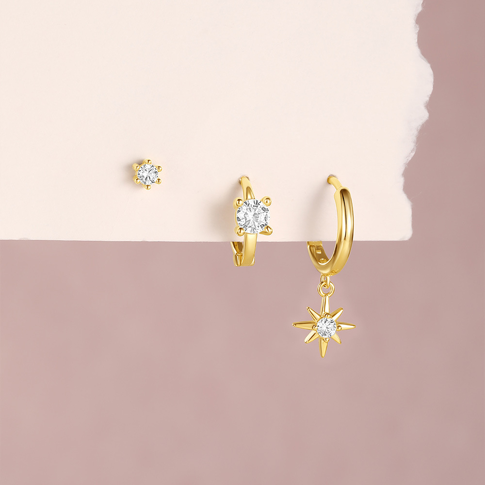 6g Weight 925 Sterling Silver Ear Needle Material Earrings Classification 3 Pieces Quantity Holiday, Travel, Daily Occasion 925 Sterling Silver Material Geometric Pattern Women's Gender Plating Design Simple Style Style 3 Pieces 925 Sterling Silver Geometric Earrings 14