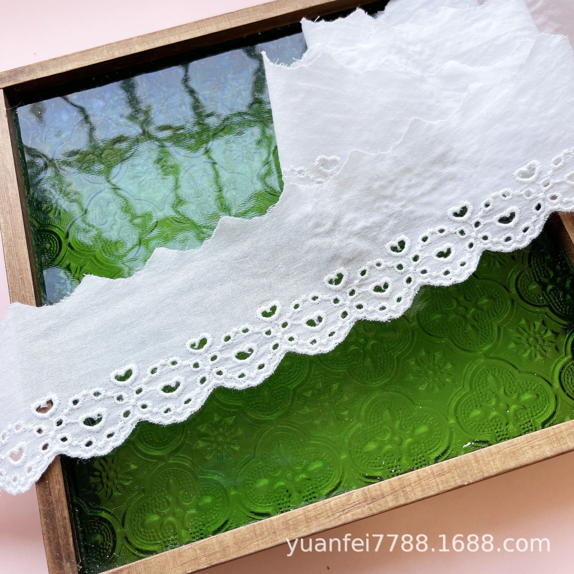 2层爱心圆圈打孔棉布精梳棉刺绣花边蕾丝家纺饰品服装辅料