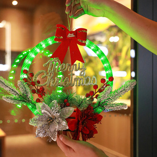 Christmas decorations luminous artificial Garland window decoration creative door decoration wreath diy Christmas garland with lights