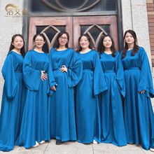 2023Loriya简约气质纯色婚礼伴娘服长袍连衣裙