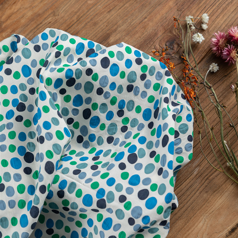 【薄荷】都市文艺范日单高端精棉盐缩设计师定 制品牌订单面料布