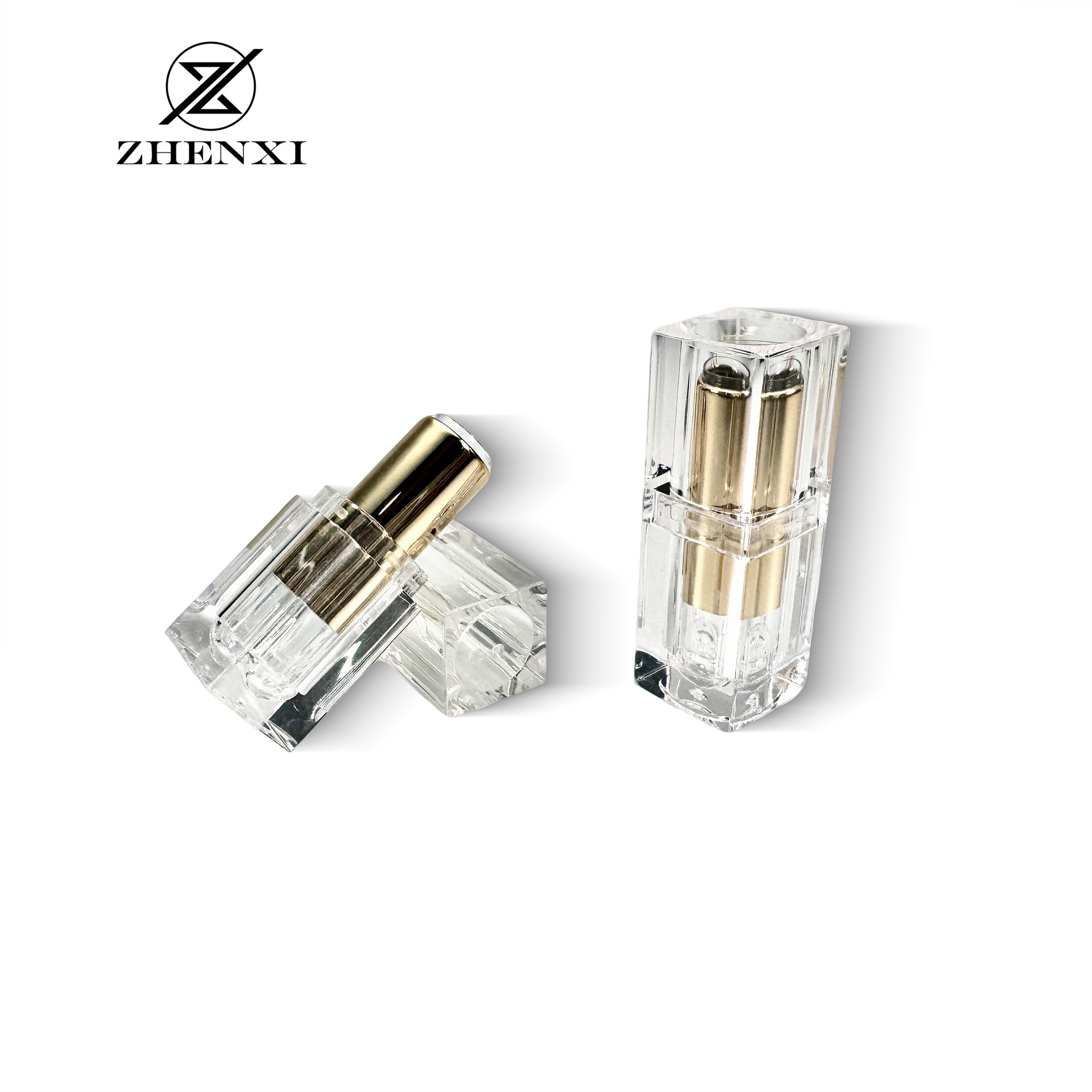 [En stock] cuadrado transparente tubo de lápiz labial dorado tubo vacío 12,1mm bálsamo labial tubo labio DIY material de embalaje