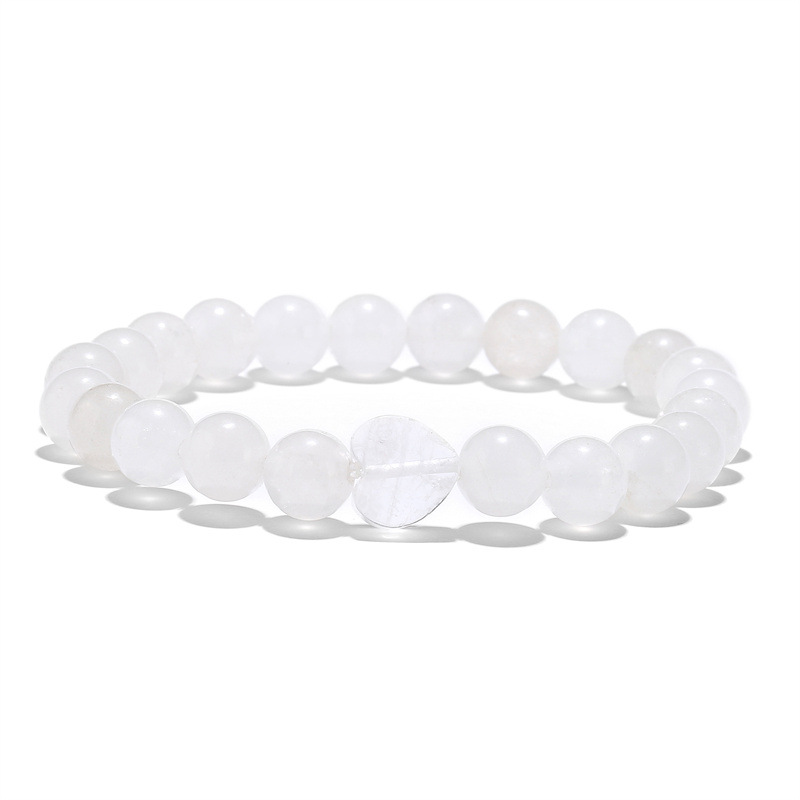 Pulsera de cuentas en forma de corazón natural de Amazon transfronteriza Ojo de tigre Piedra Rosa ágata pulsera de cuentas hecha a mano pulsera de hombres y mujeres