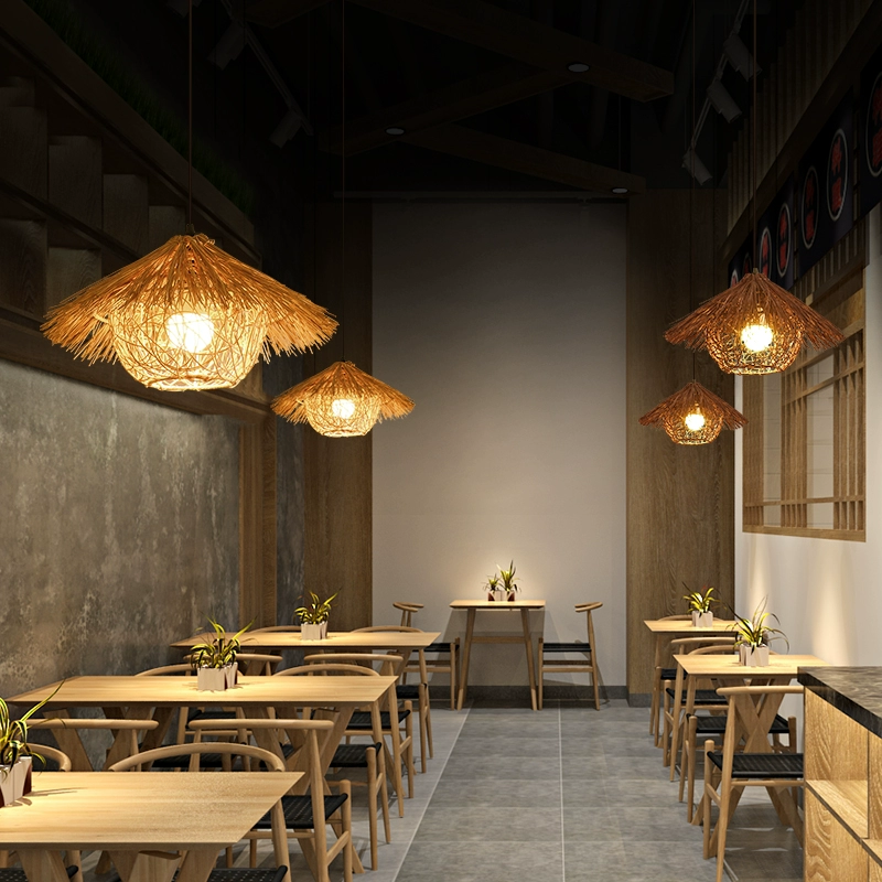 ✅ Креативная персонализированная люстра в виде соломенной шляпы, плетеный абажур из ротанга, антикварные лампы B&B, бамбуковая лампа для отеля, ресторана
