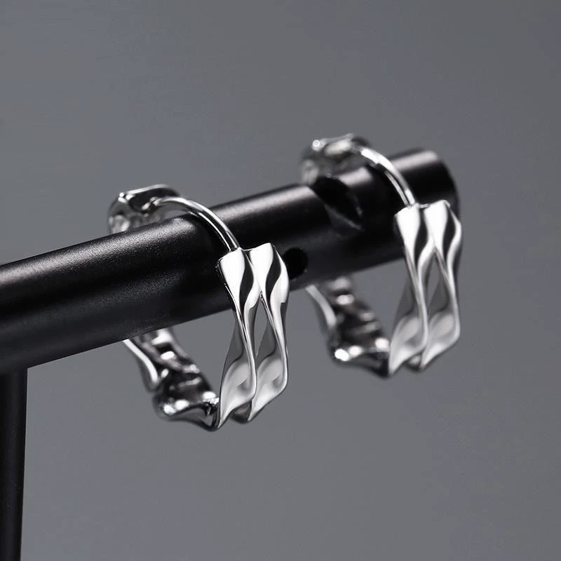 Серьги Mobius, мужские модные персонализированные одиночные серьги, модные простые маленькие украшения, двухслойные волнистые серьги