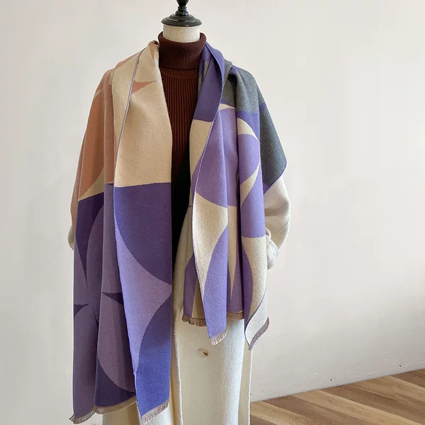 European and American style autumn and winter New scarf women's fashionable all-match scarf cashmere-like thick warm cold-proof double-sided shawl