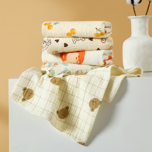 Korean-style gauze towel children's all-cotton face towel four-layer gauze baby bib small handkerchief