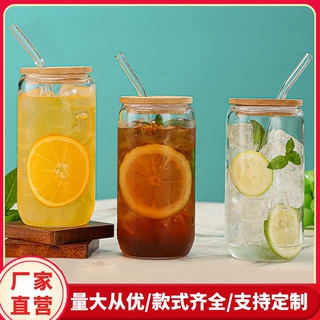 定制网红可乐玻璃杯女生高颜值水杯带盖吸管杯大容量耐高温果汁杯