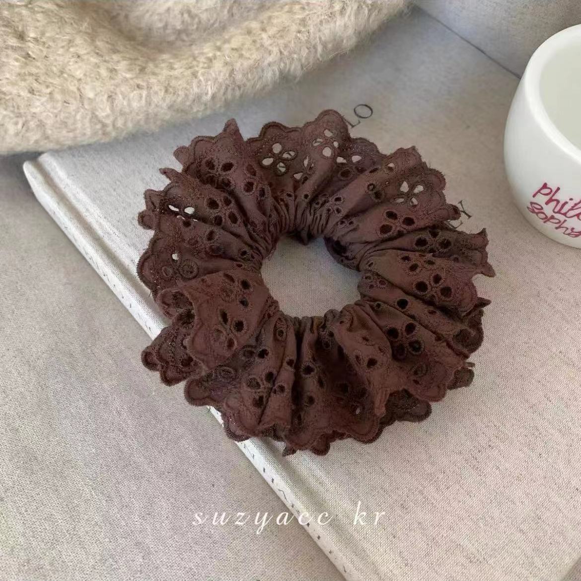 89＃双层赵露同款花边咖色