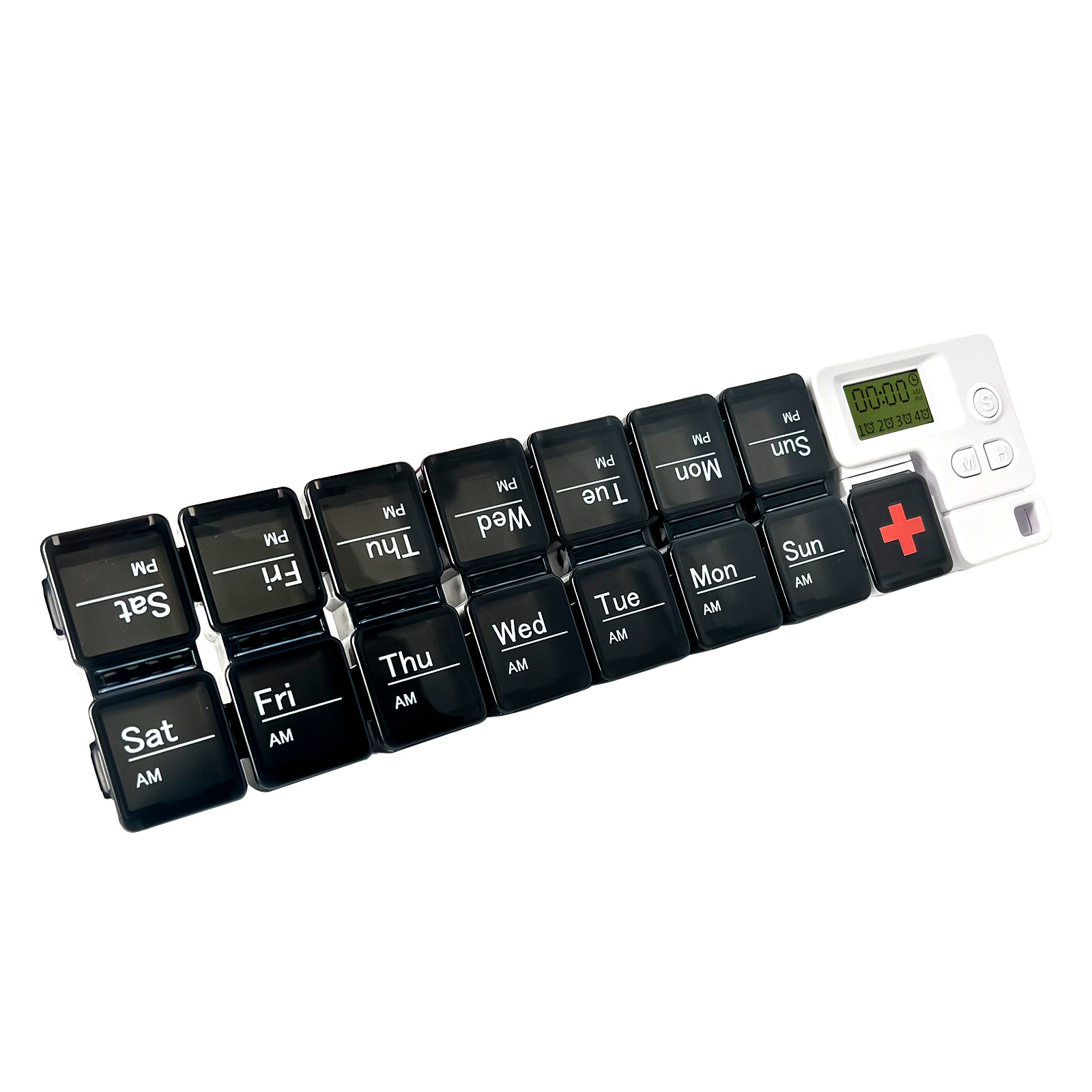 Pastillero Electrónico Semanal Inteligente con 14 Compartimentos, Pastillero Electrónico Portátil con Compartimentos