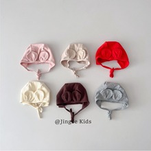 婴儿宝宝护耳帽秋款百天可爱造型系带帽男女童冬季薄款幼儿帽子