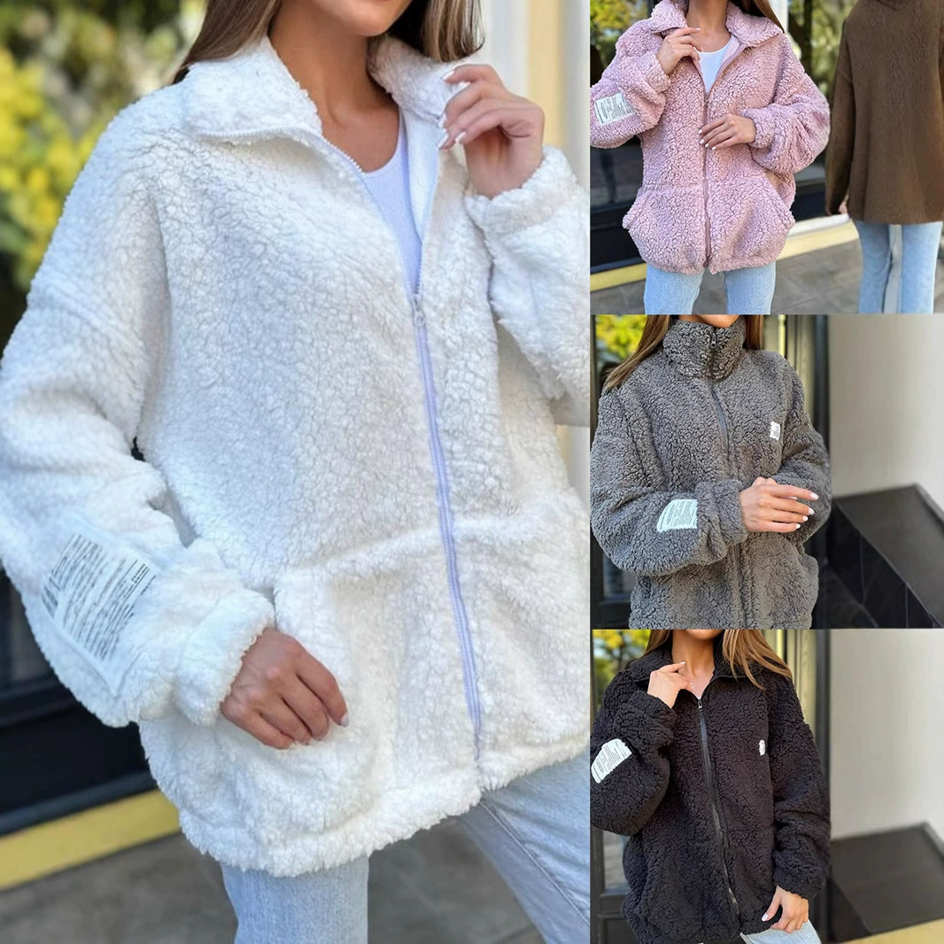 2024 Европа и США Амазонка Независимая станция Зимняя трансграничная горячая распродажа Новый плюшевый свитер кардиган куртка куртка женская одежда