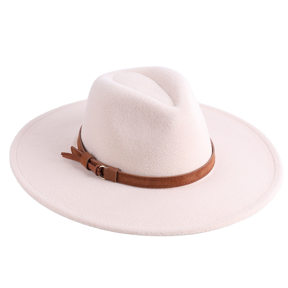 Sombrero de fieltro de ala ancha europeo-americano, sombrero de copa de lana con ala de 9 cm, sombrero de jazz unisex de otoño/invierno.