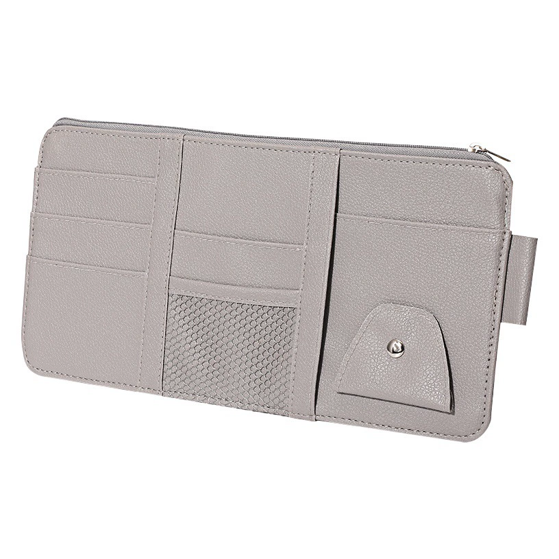 Автомобильный солнцезащитный козырек Держатель для карт Визитная карточка Держатель для очков Молния Автомобиль Билл Блок Автомобильный держатель сертификата мобильного телефона Хранение