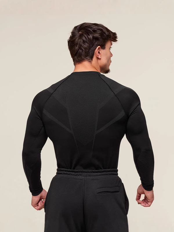 ジム新しい筋肉フィットネススポーツランニング長袖 Tシャツタイトな通気性弾性バスケットボールトレーニングプリントトップ|undefined
