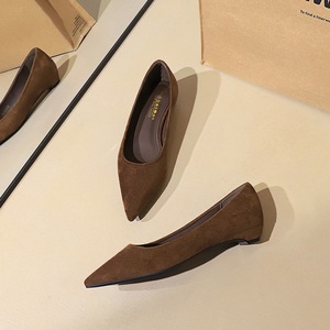 c Korean version low heel professional women's shoes with pointed toe, shallow mouth, high-end feel, suede temper