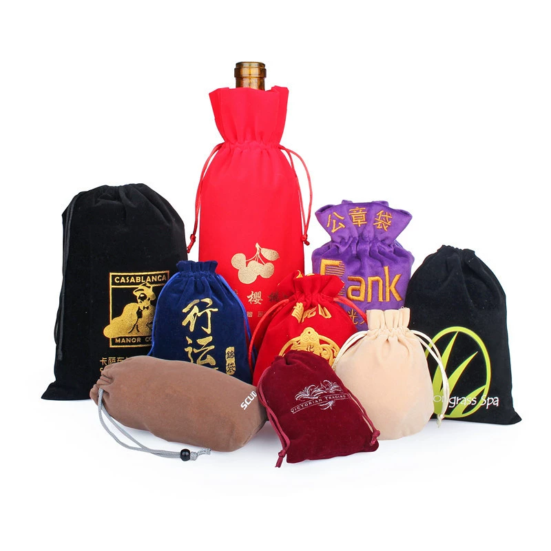 Индивидуальные бархатные мешочки на шнурке для украшений, бархатные мешочки для наушников и браслетов с логотипом на заказ от производителя