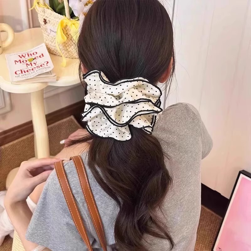 法式复古四层超大蕾丝大肠发圈女高级感头花发绳扎头发橡皮筋头绳|undefined