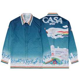 卡萨布兰卡长袖Casablanca数码喷印CASA 男士花式衬衫时尚长袖T恤