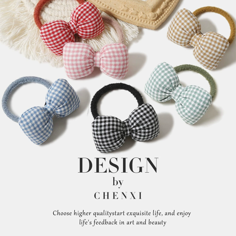Симпатичная клетчатая веревка на голову сладкая девушка с волосами на голове простой хвост кольцо для волос модные фрикадельки
