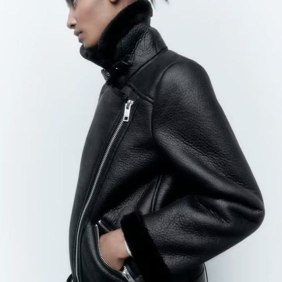 Odzież damska jesień nowa damska miejska rozrywka czarna dwustronna kurtka płaszcz futro skórzana kurtka_voghion.com